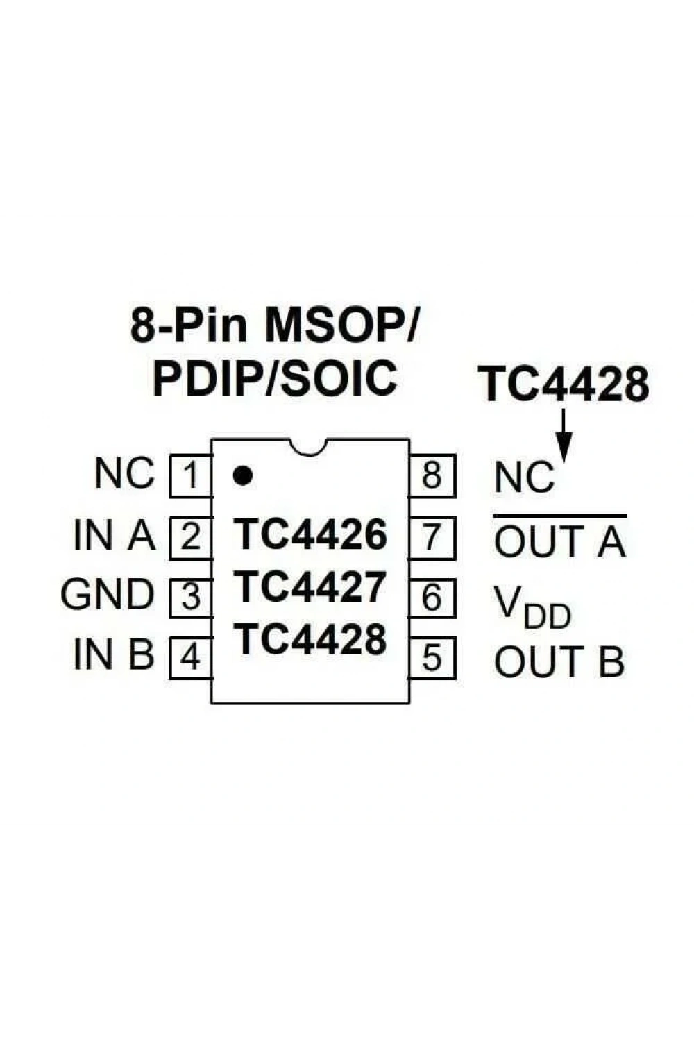 TC4428 DIP-8 Mosfet Sürücü Entegresi