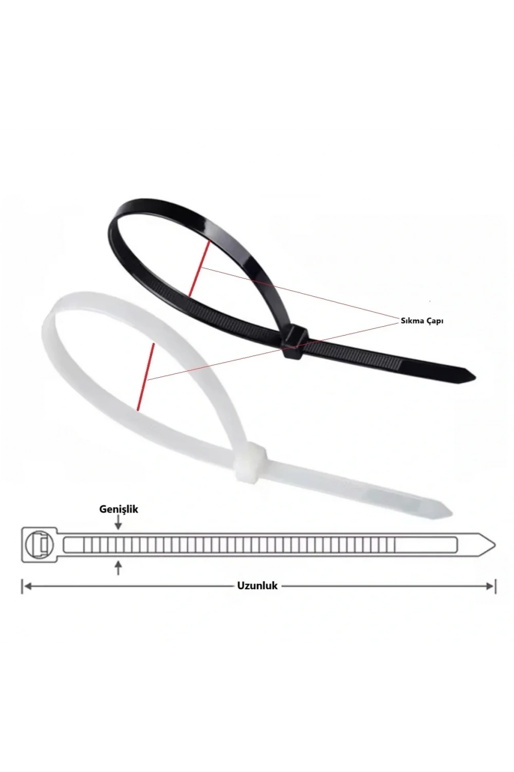 TCT-150 M 150x2.5 Ø35 Siyah Standart Kablo Bağı (100 Adet)