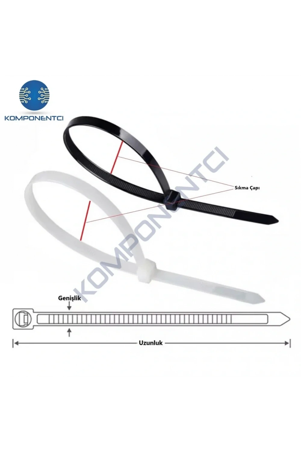 TCT-250 I 250x3.5 Ø65 Siyah Standart Kablo Bağı (100 Adet)