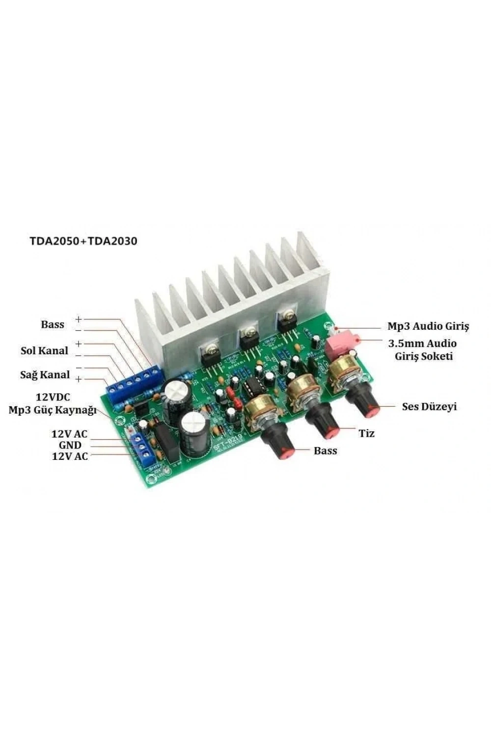 TDA2050 + TDA2030 18W + 18W / 32W 2.1-Kanallı Subwoofer Ses Güç Amplifikatör Kartı