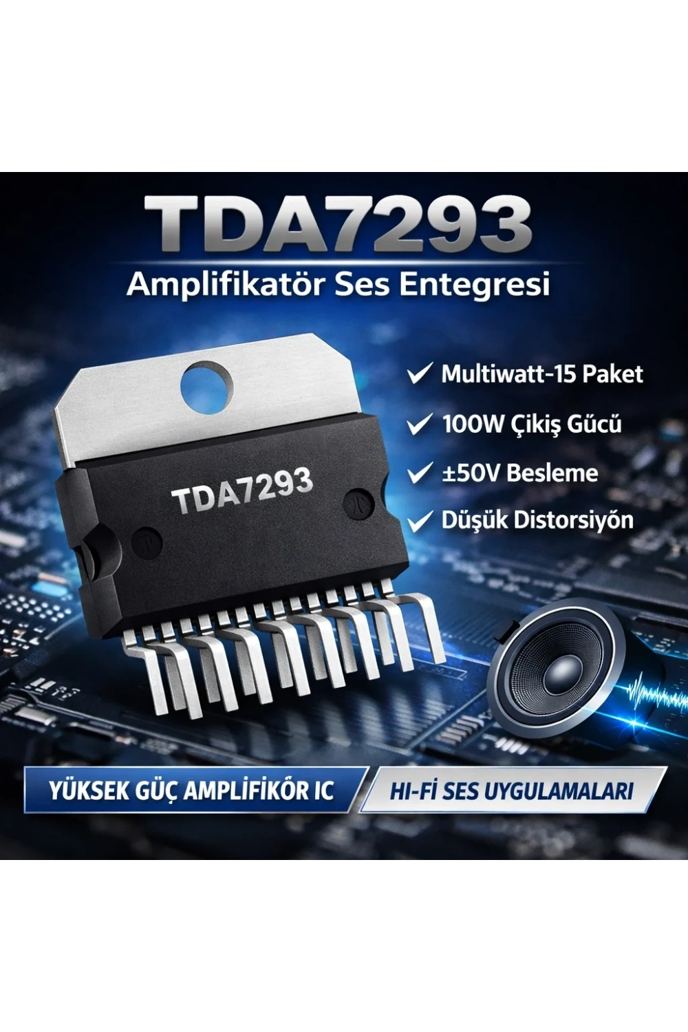 TDA7293 Amplifikatör Ses Entegresi Multiwatt-15
