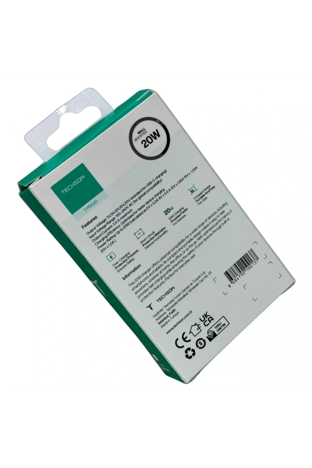 TECHSON 20W Type-C Hızlı Şarj Adaptörü Şarj Başlığı PDC20