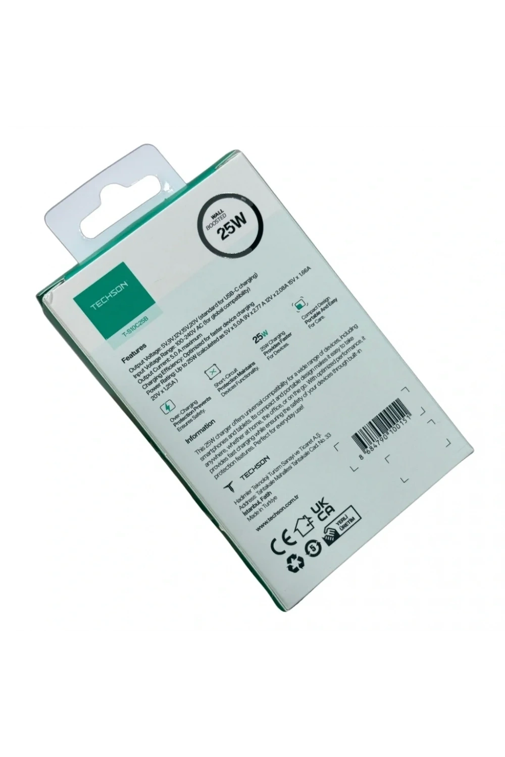 TECHSON 25W Type-C Adaptör Şarj Başlığı Beyaz S10C25B