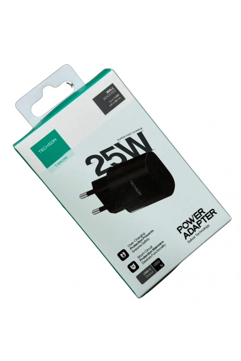 TECHSON 25W Type-C Adaptör şarj Başlığı Siyah S10C25S