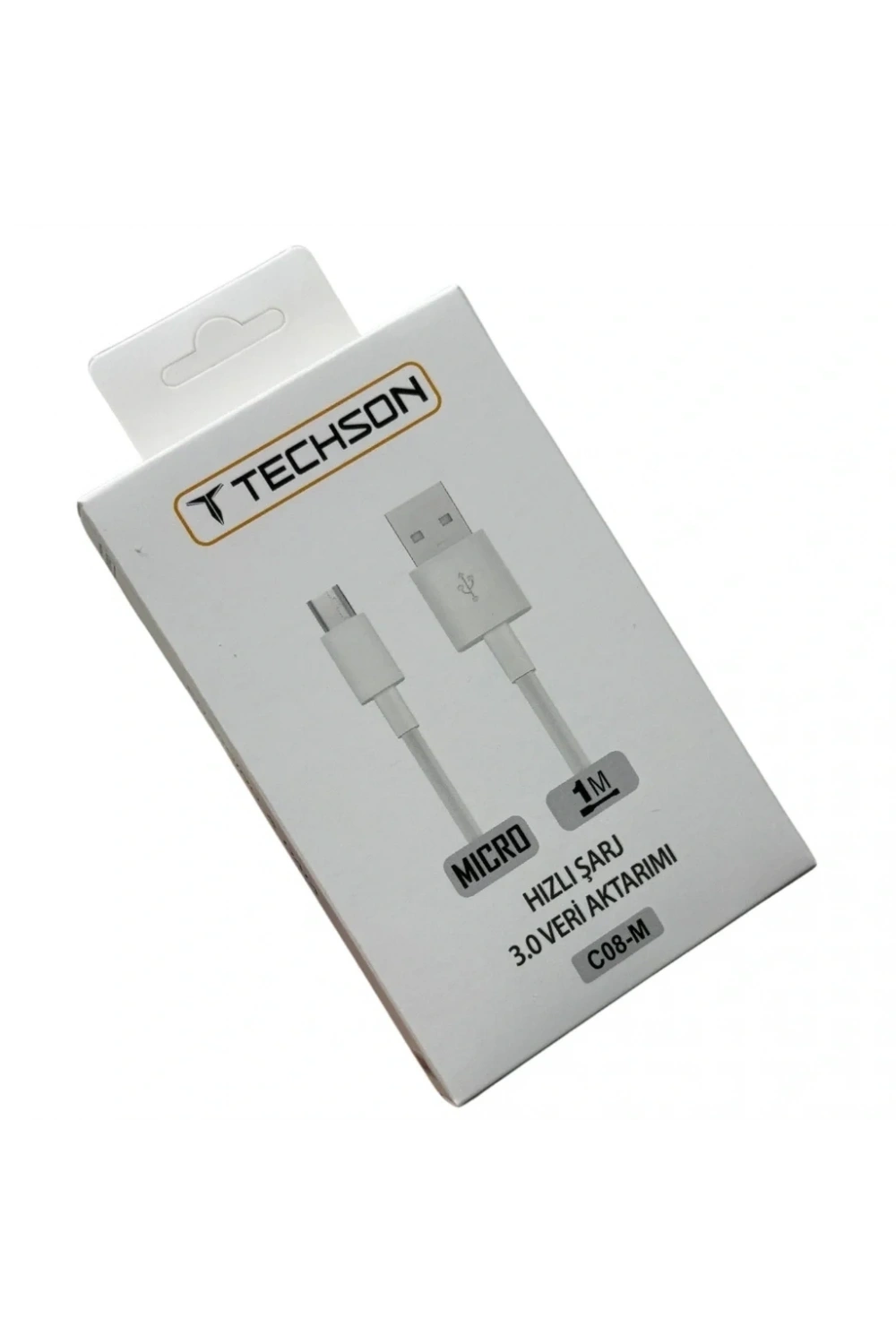 TECHSON Micro USB 2.4A Hızlı Şarj Kablo USB 3.0 Veri Aktarımı 1m C08-M