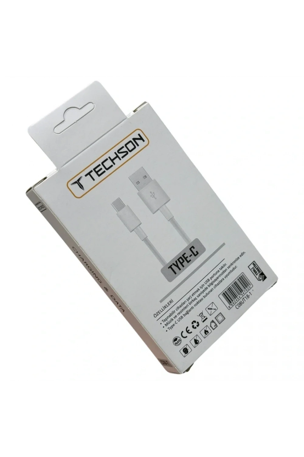 TECHSON Type-C 2.4A Hızlı Şarj Kablo USB 3.0 Veri Aktarımı 1m C08-T