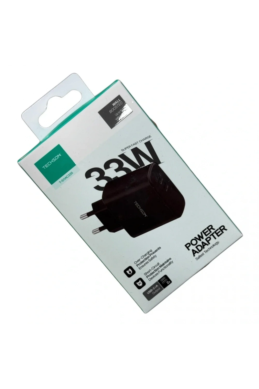 TECHSON 33W Type-C Hızlı Şarj Adaptörü Şarj Başlığı Siyah S11AC33S