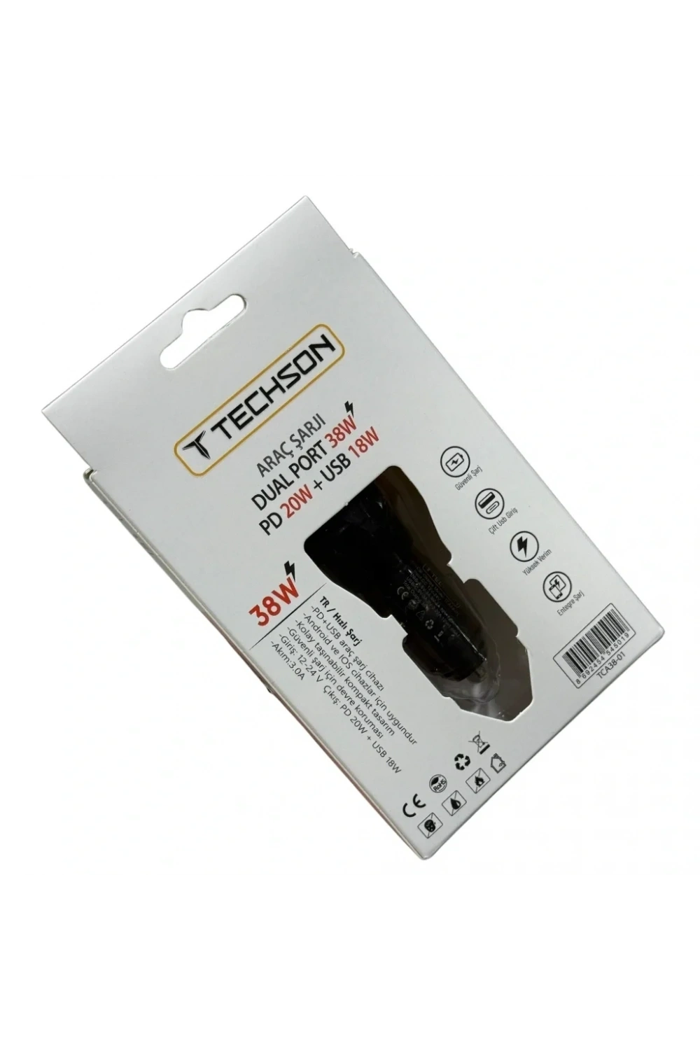 TECHSON Dual Port 38W Araç Şarjı TCA38-01