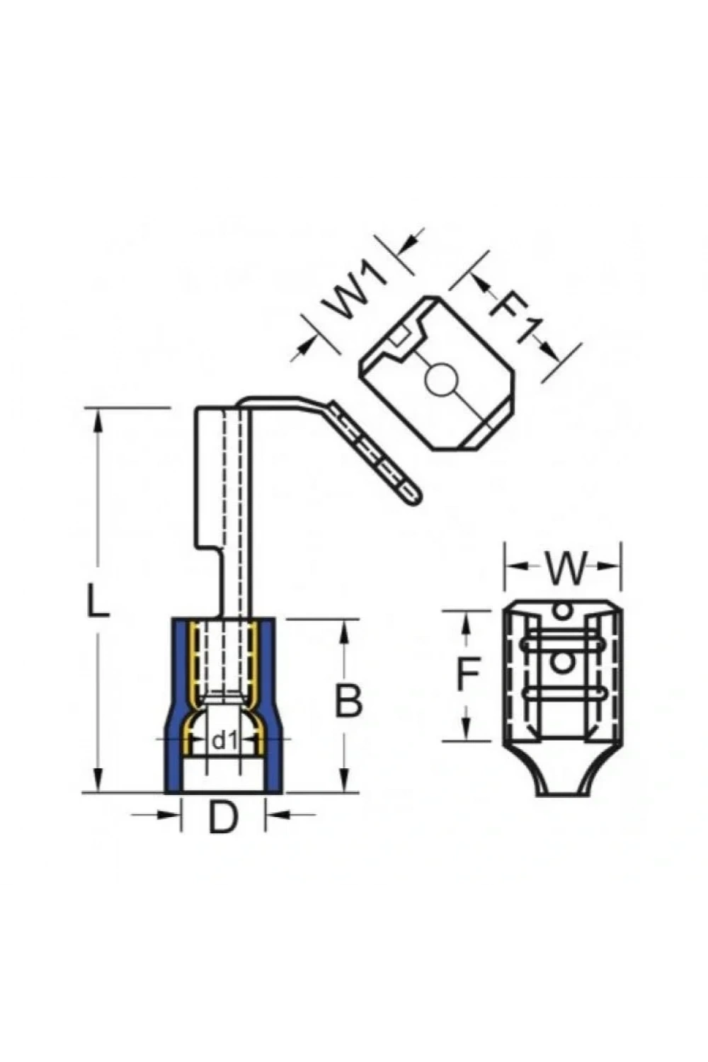 TFDEG - 5866 4.0-6.0mm2 Erkek / Dişi Geri Dönüşlü Faston Tip Kablo Ucu Sarı - 100 Adet