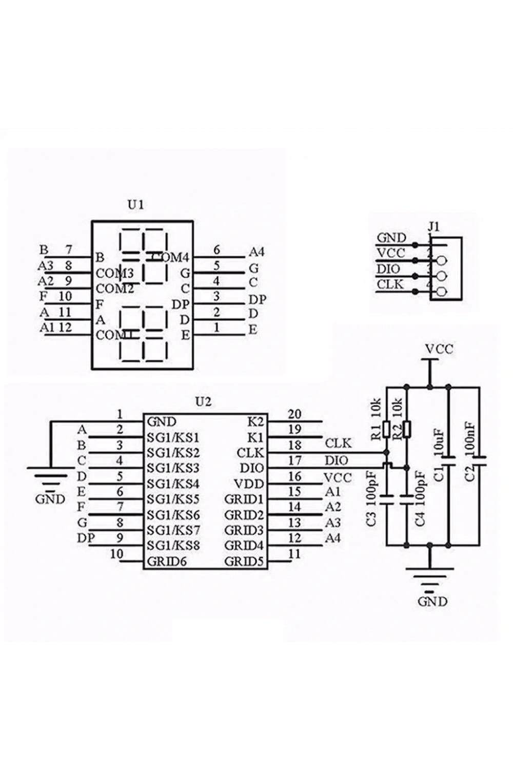 TM1637 Lcd Ekran Modülü 4 Dijit 7 Segment