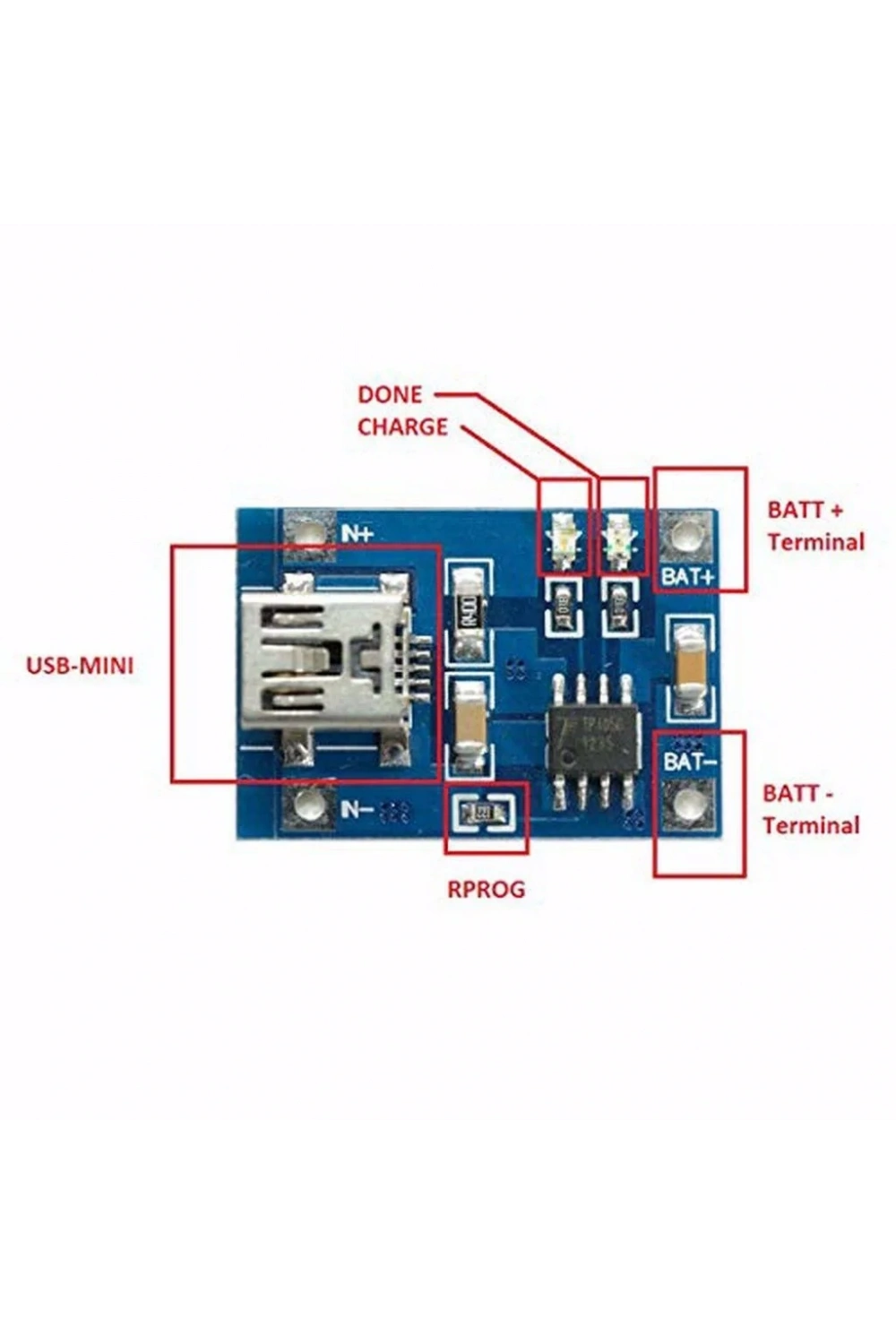 TP4056 Mini USB Lipo 18650 Pil Şarj Devresi Modülü
