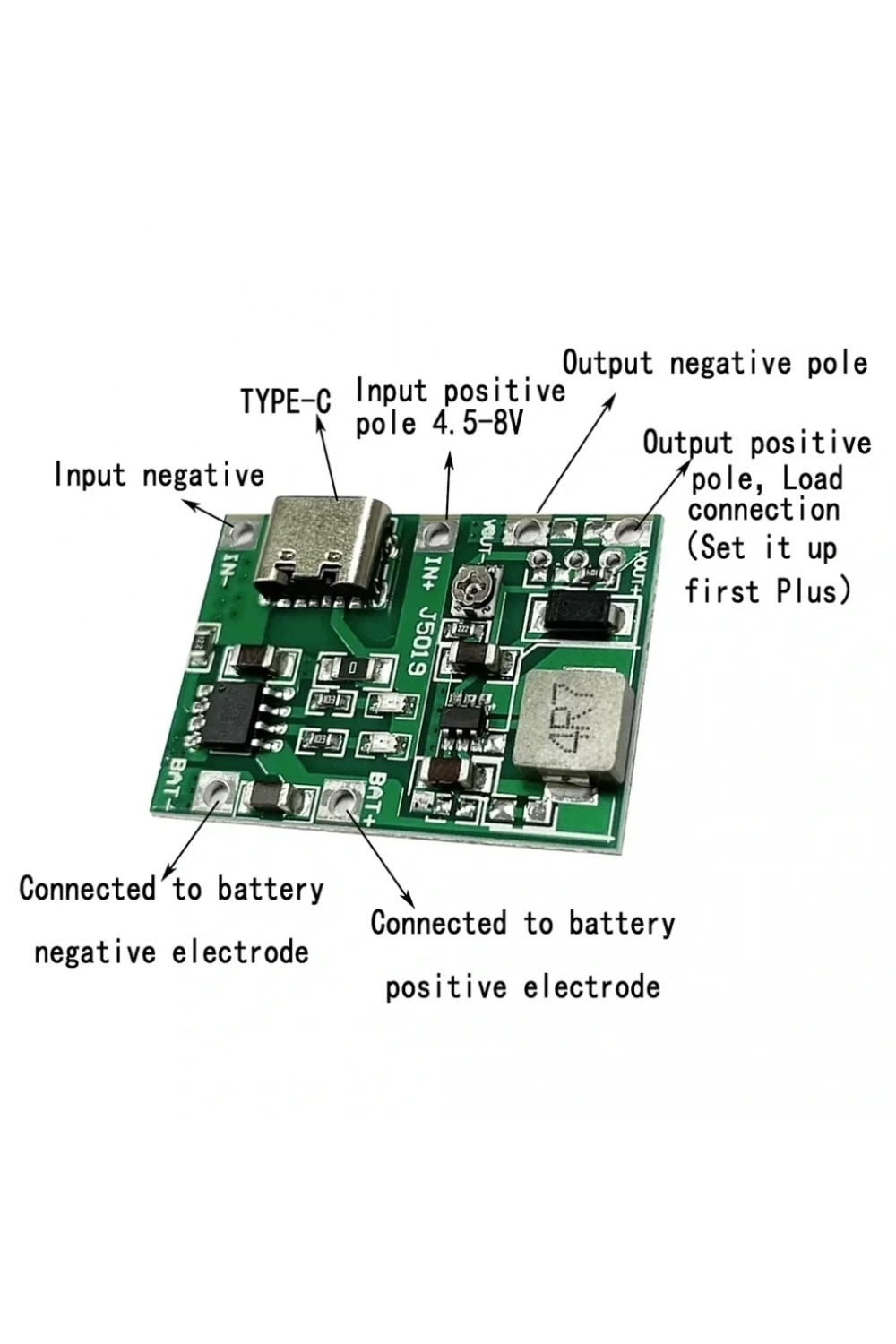 TP4056 Pil Şarj ve Voltaj Yükseltici 3.7V 4.2V Type-C Usb