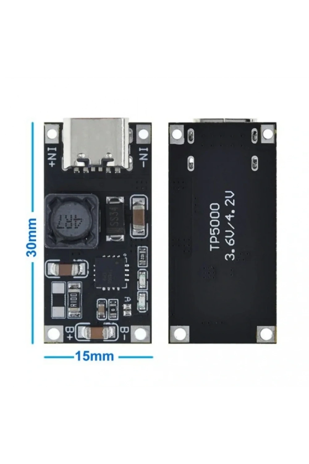 TP5000 LiFePO4 ve Li-ion Pil Şarj Devresi Type-C Girişli Modül 1A