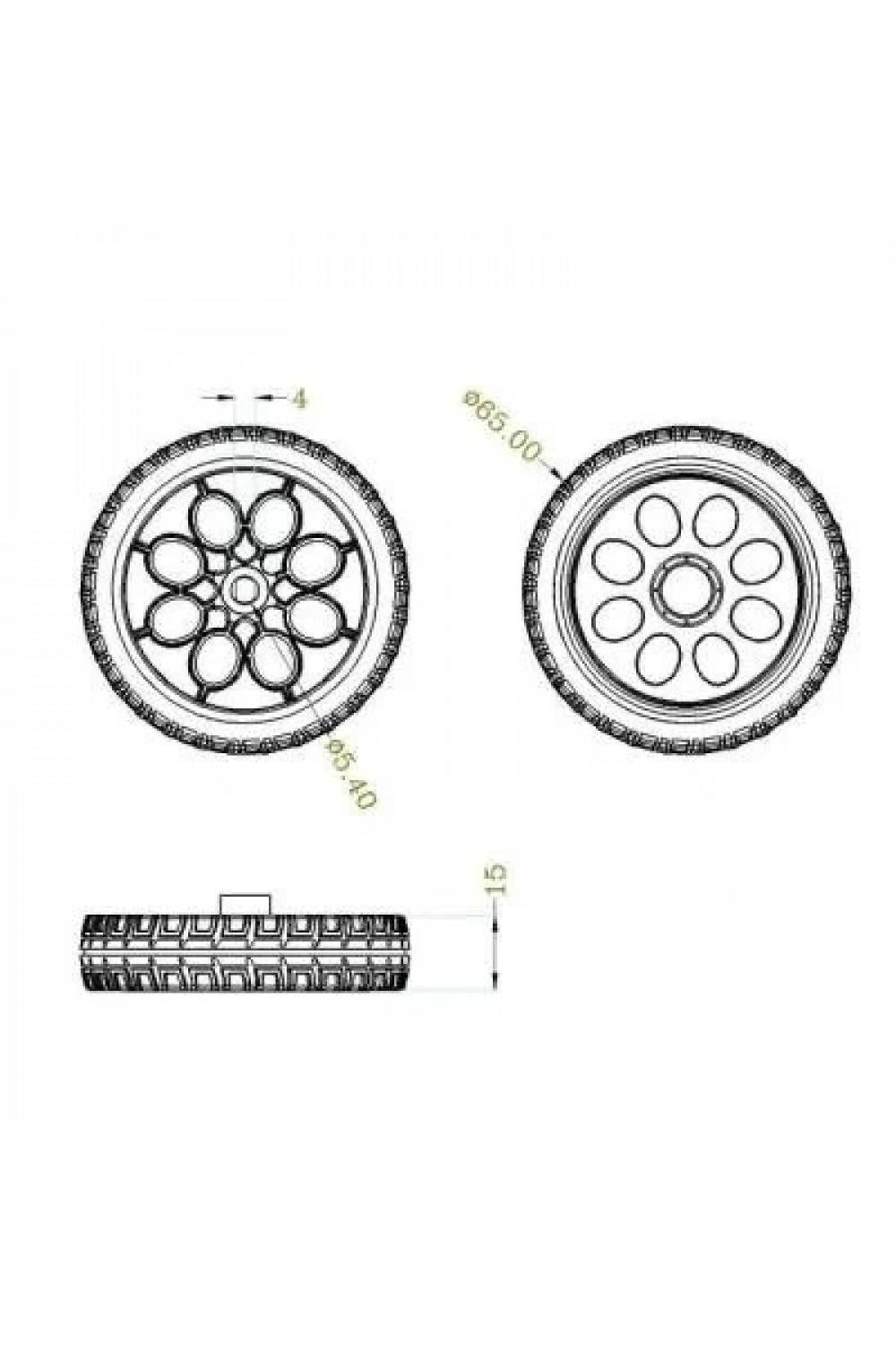 TT Sarı Motor Uyumlu 65mm Tekerlek