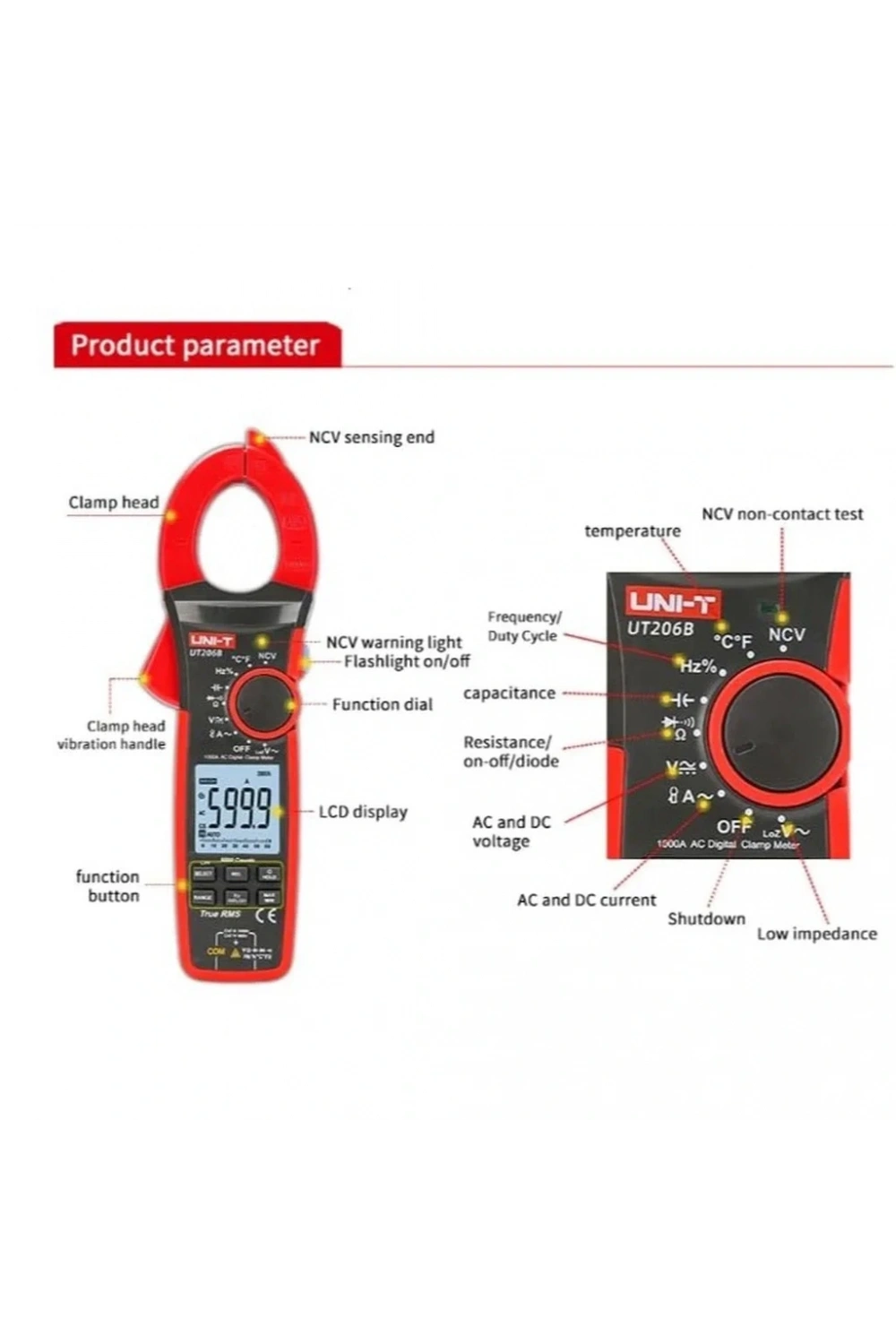 UNI-T UT206B 1000A True Rms Dijital Pensampermetre