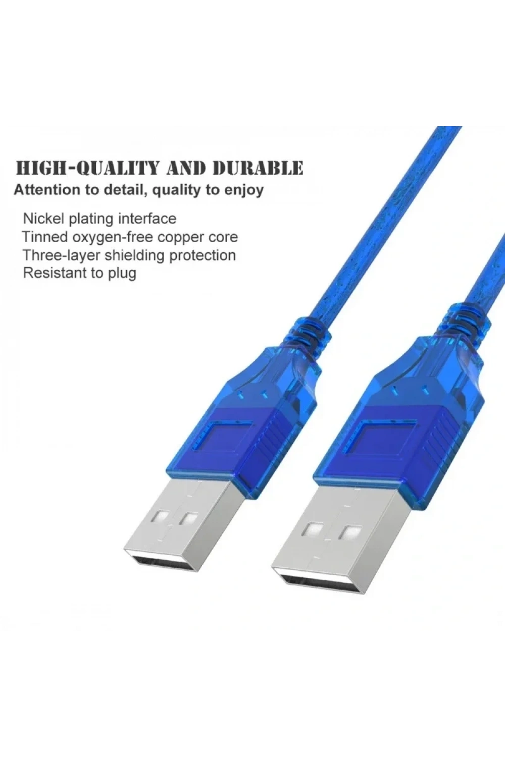 USB 2.0 Erkek To Erkek Data Ve Şarj Kablosu Mavi 50cm