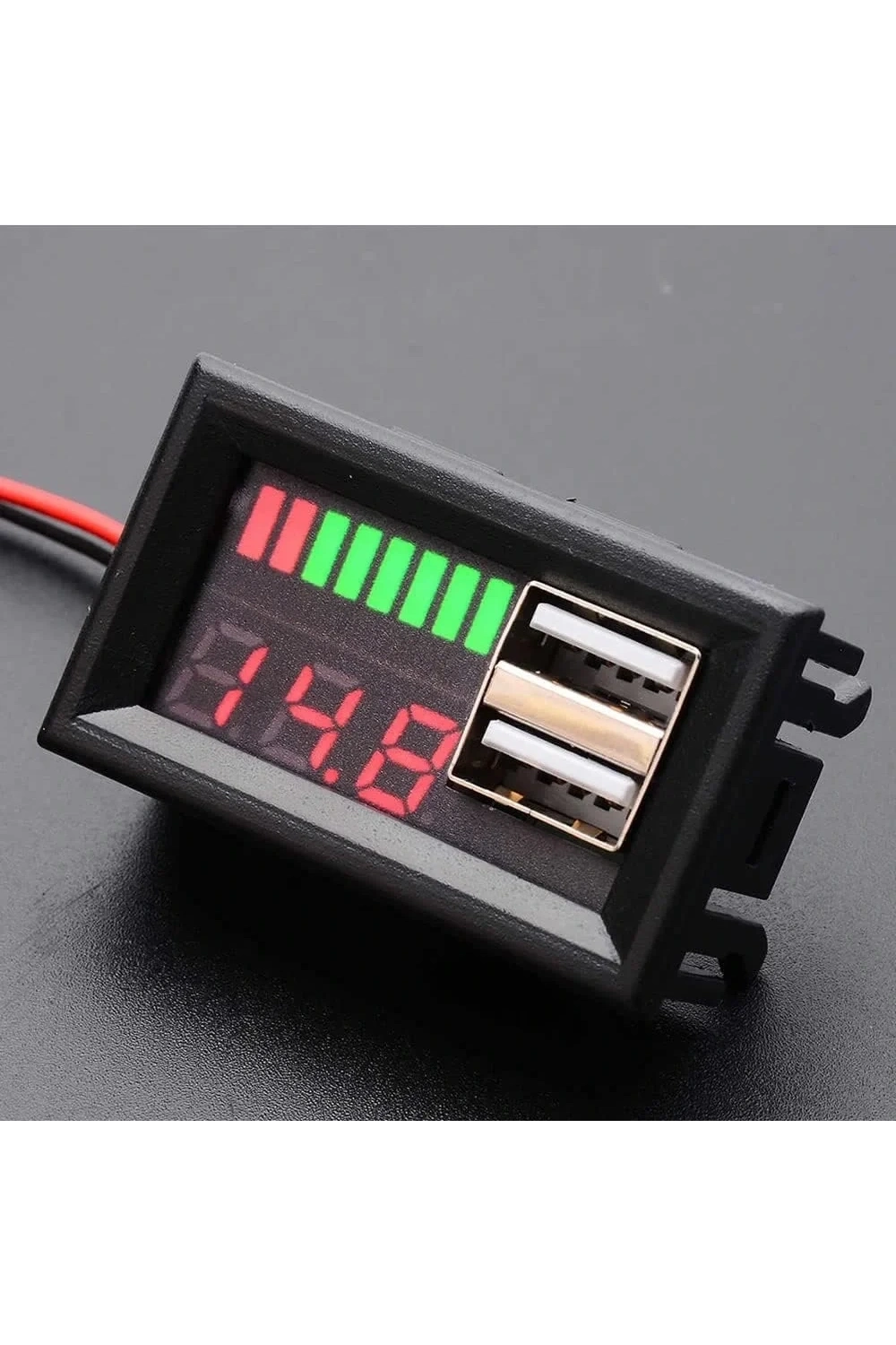 USB Çıkışlı Dijital Voltmetre Ekranlı 5V 2A IOS-Android Çıkışlı