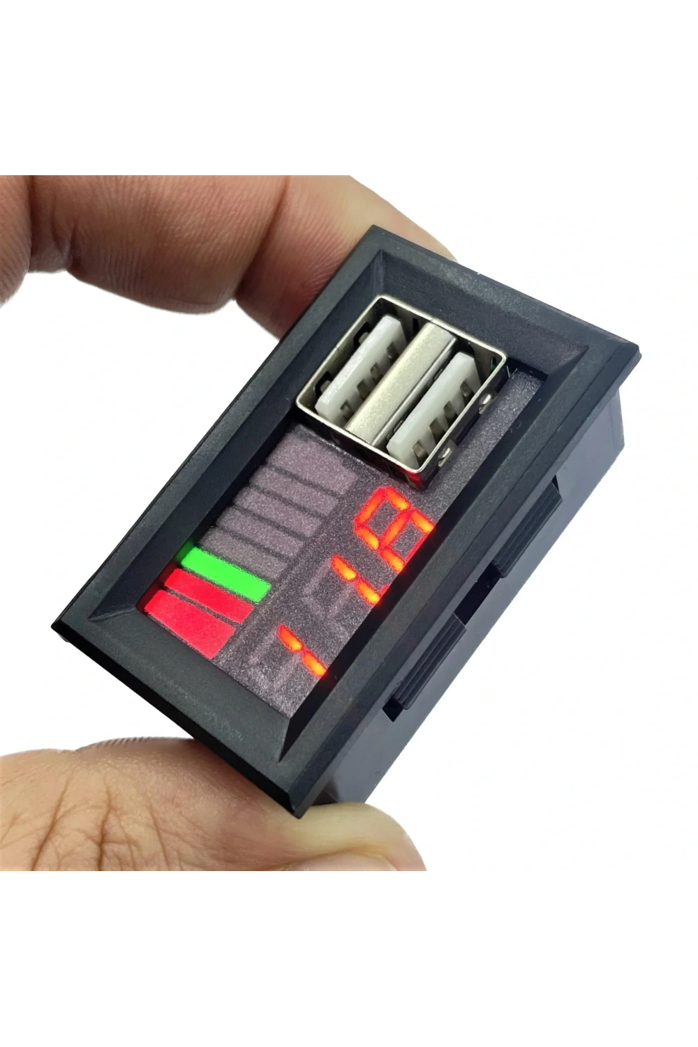 USB Çıkışlı Dijital Voltmetre Ekranlı 5V 2A IOS-Android Çıkışlı