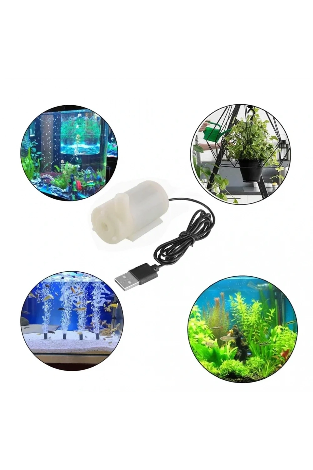 USB Girişli Mini Dalgıç Su Pompası 5V Akvaryum Pompası Yatay