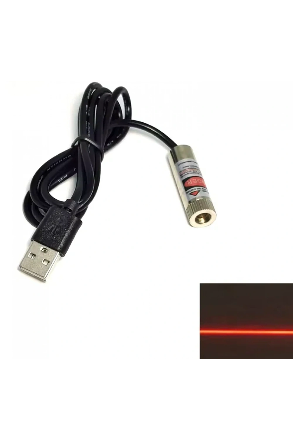 USB Kablolu 650nm Çizgi Lazer Modülü - 5V 5mW Kırmızı Lazer
