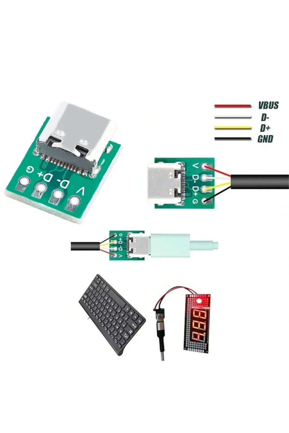 USB Type-C To 4 Pin DIP Çevirici - Type-C Modül Kartı