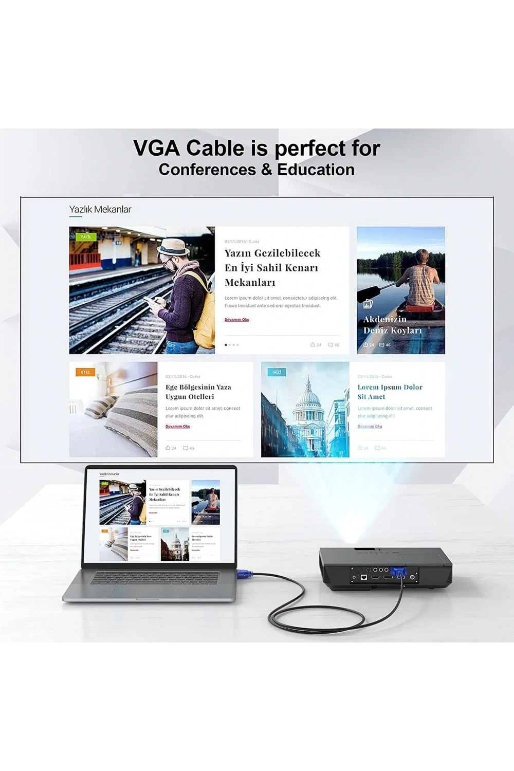 VGA Kablo LCD Monitör ve Projeksiyon Kablosu 1.5m
