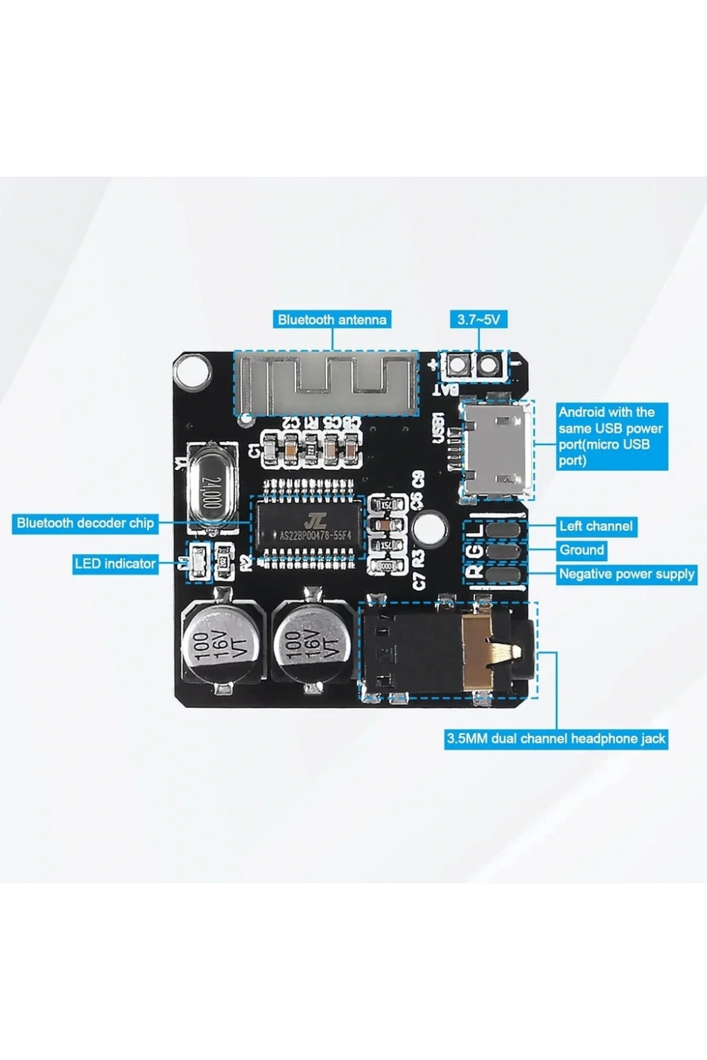 VHM-314 Bluetooth 5.0 Ses Müzik Mp3 Modülü Devre Kartı
