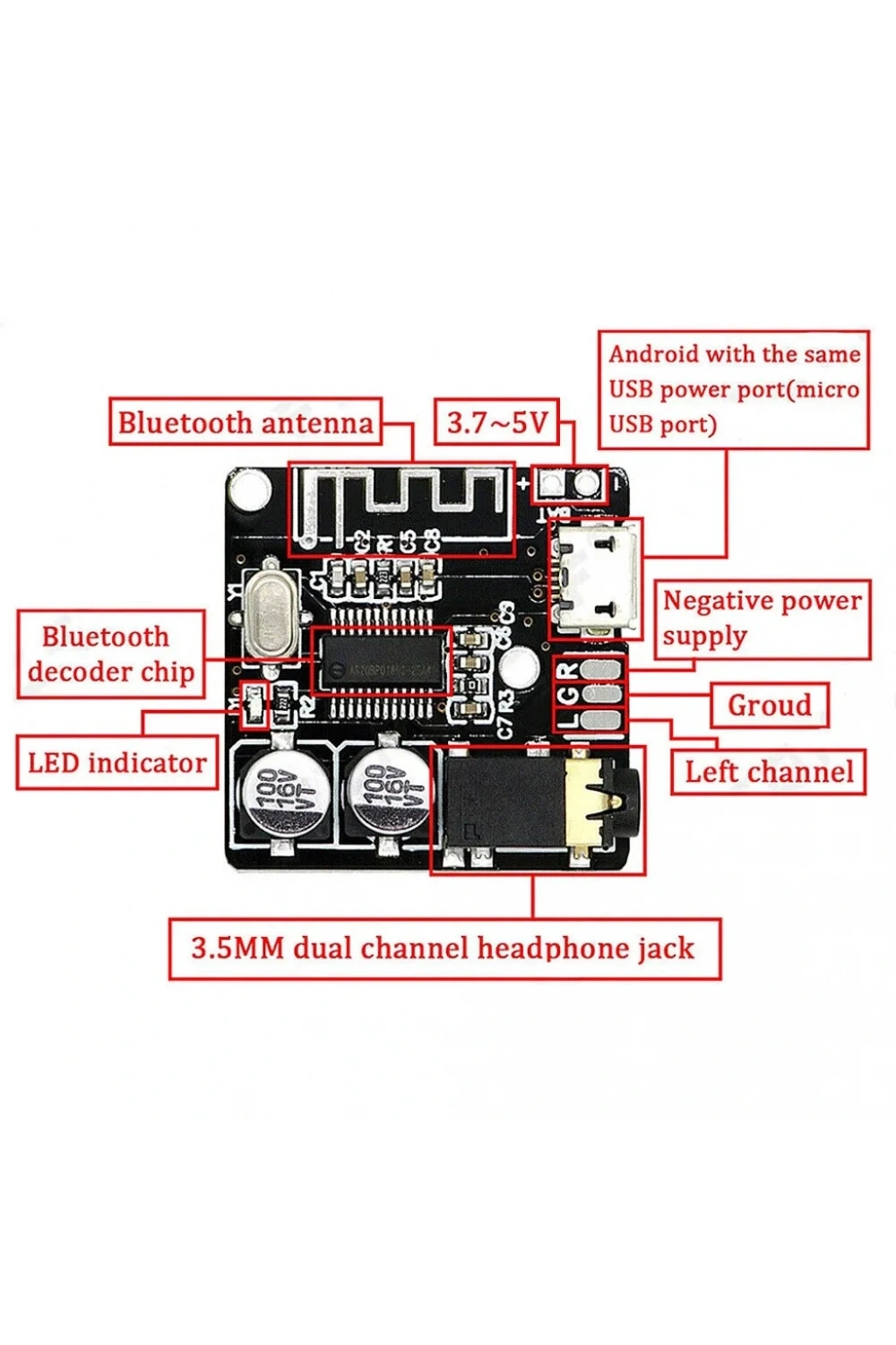 VHM-314 Bluetooth 5.0 Ses Müzik Mp3 Modülü Devre Kartı