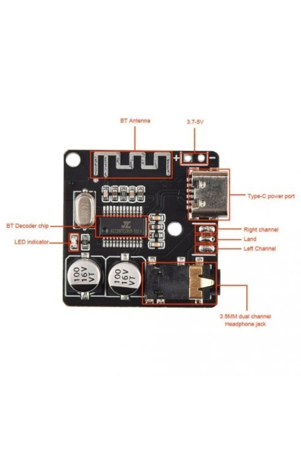 VHM-314 Type-C Bluetooth Ses Alıcı Modülü 5.0
