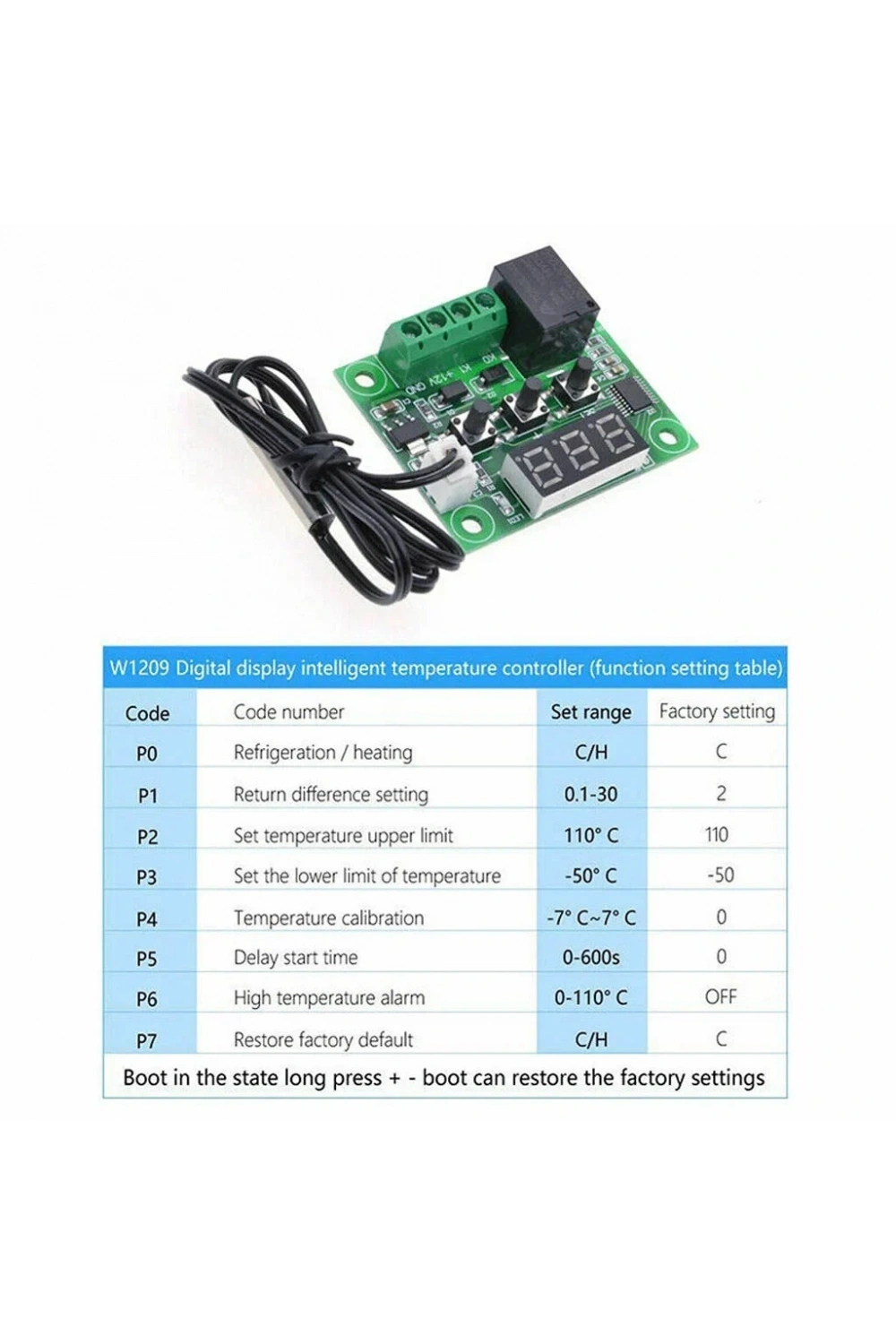 W1209 Röle Çıkışlı Dijital Termostat Kuluçka Akvaryum Sıcaklık Kontrol Kartı