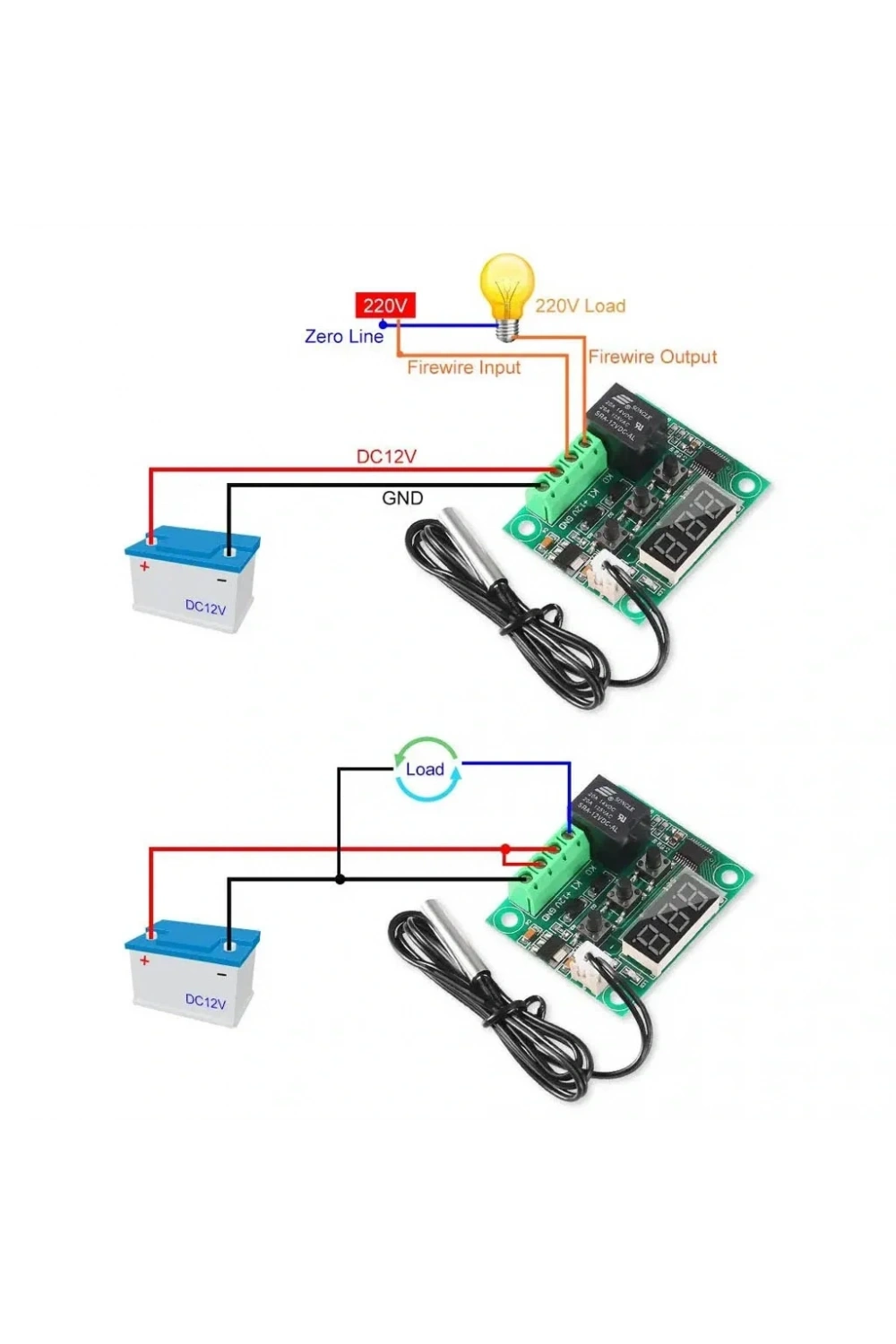 W1209 Röle Çıkışlı Dijital Termostat Kuluçka Akvaryum Sıcaklık Kontrol Kartı