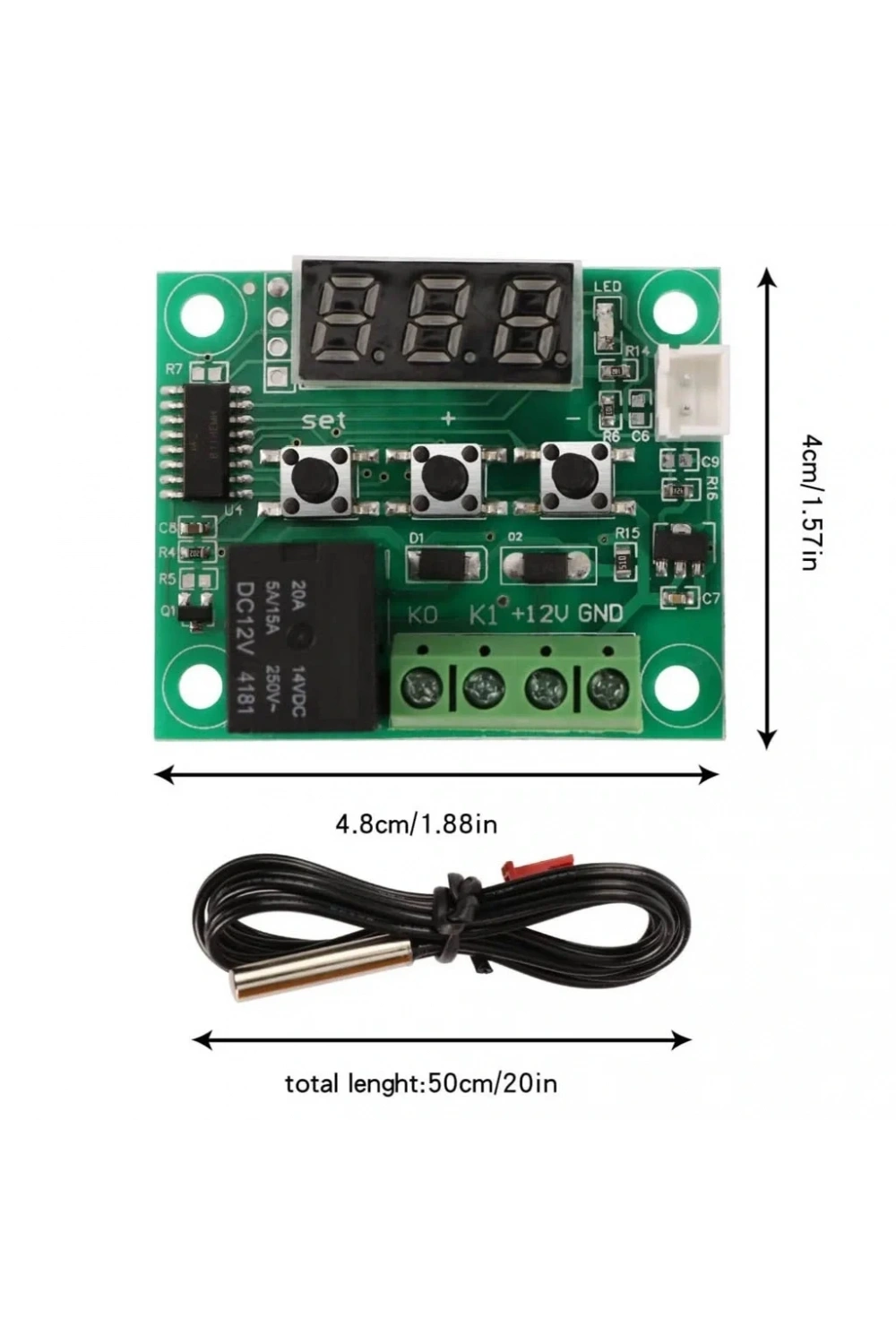 W1209 Röle Çıkışlı Dijital Termostat Kuluçka Akvaryum Sıcaklık Kontrol Kartı