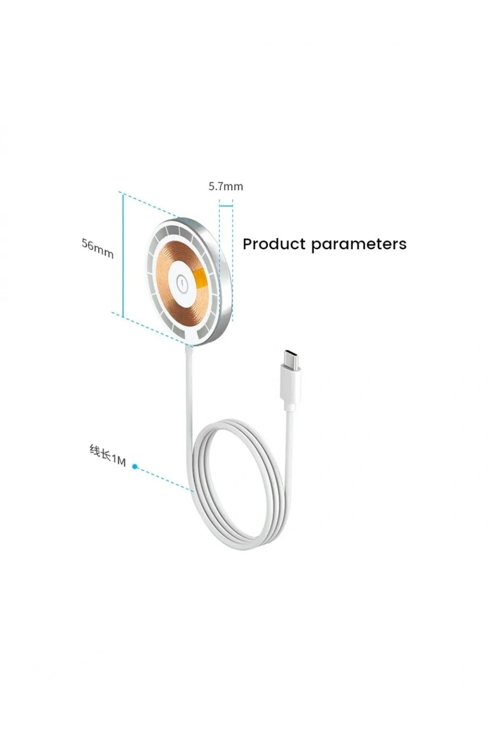 W2 2in1 Transparan 15W Wireless USB-A+C Girişli Kablosuz Şarj Aleti