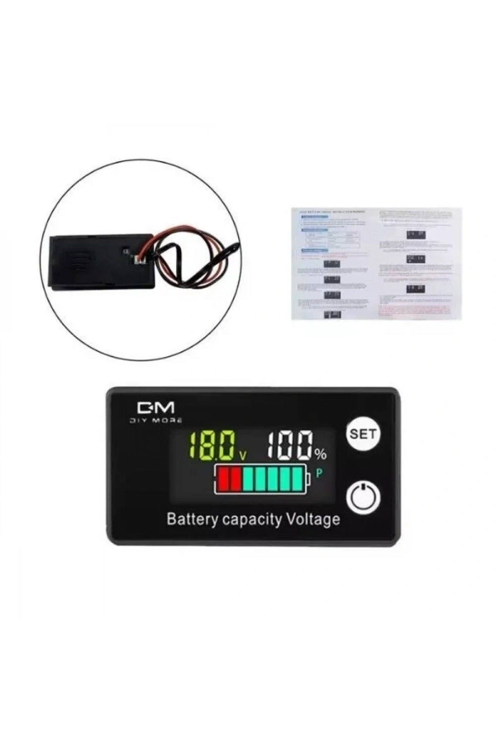 W2026 DC 8-100V Lityum Pil / Akü Renkli Kapasite Göstergesi - Alarm Modlu