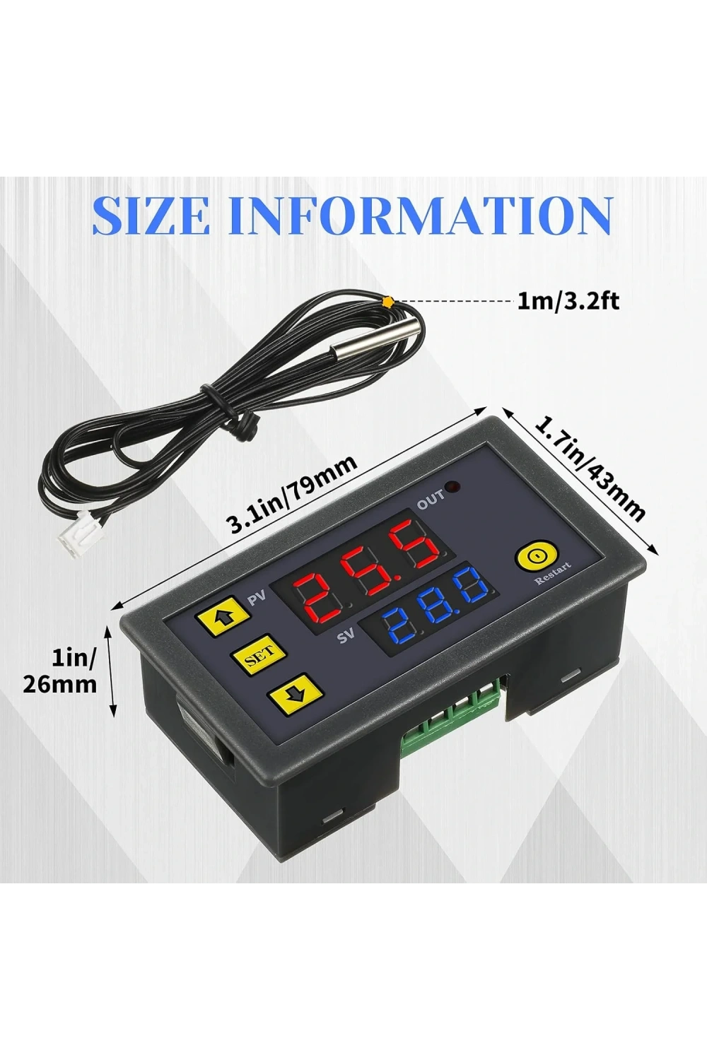 W3230 12V DC Röle Çıkışlı Dijital Termostat Sıcaklık Kontrol Cihazı