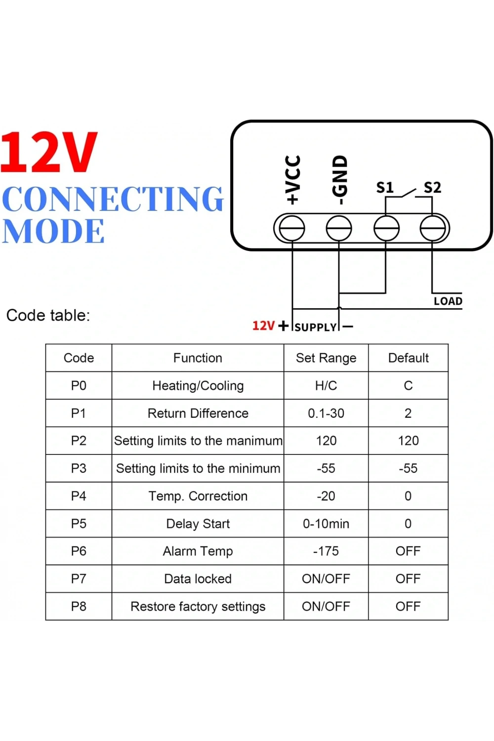 W3230 24V DC Röle Çıkışlı Dijital Termostat Sıcaklık Kontrol Cihazı