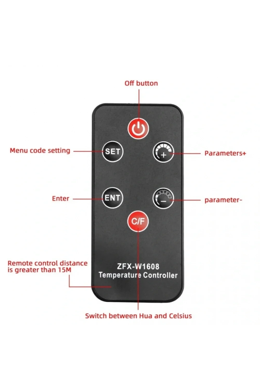 W3231 ZFX-W1608 DC12V Uzaktan Kumandalı Dijital Termostat