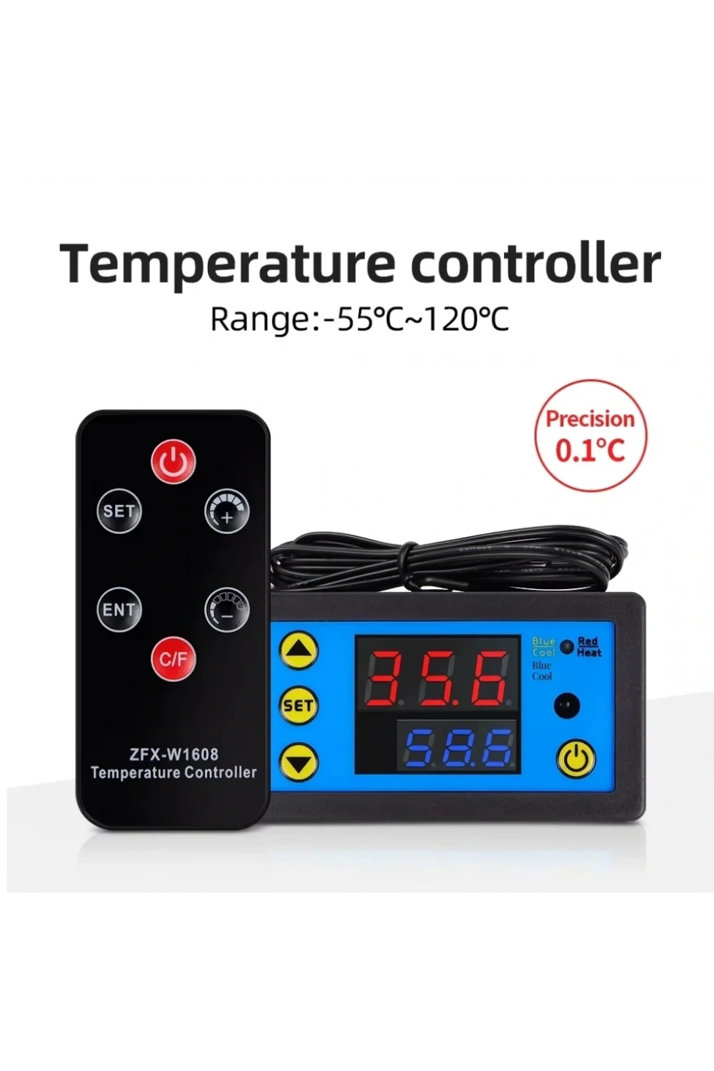 W3231 ZFX-W1608 DC12V Uzaktan Kumandalı Dijital Termostat