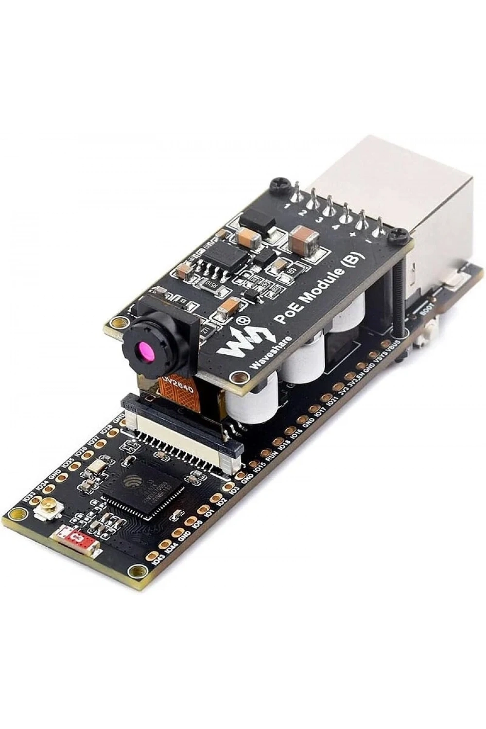 Waveshare ESP32-S3 PoE ETH Ethernet Geliştirme Kartı - Wi-Fi, Bluetooth ve PoE Modülü Dahil
