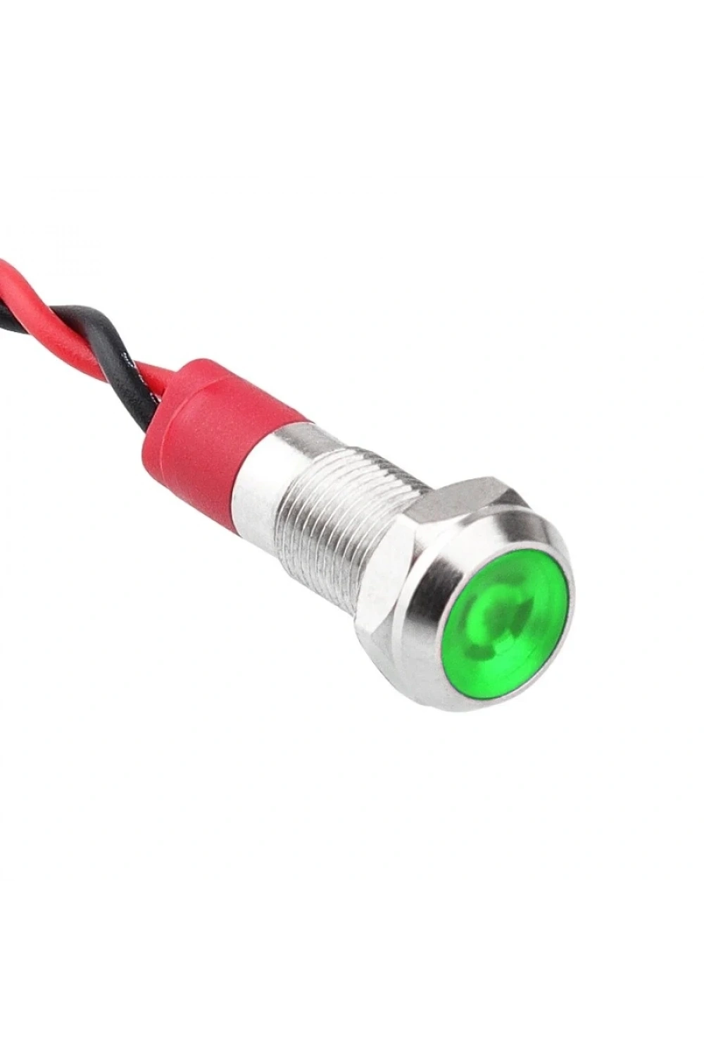 WD06L-P2 6mm 12-24V Kablolu Metal Sinyal Lambası - Yeşil