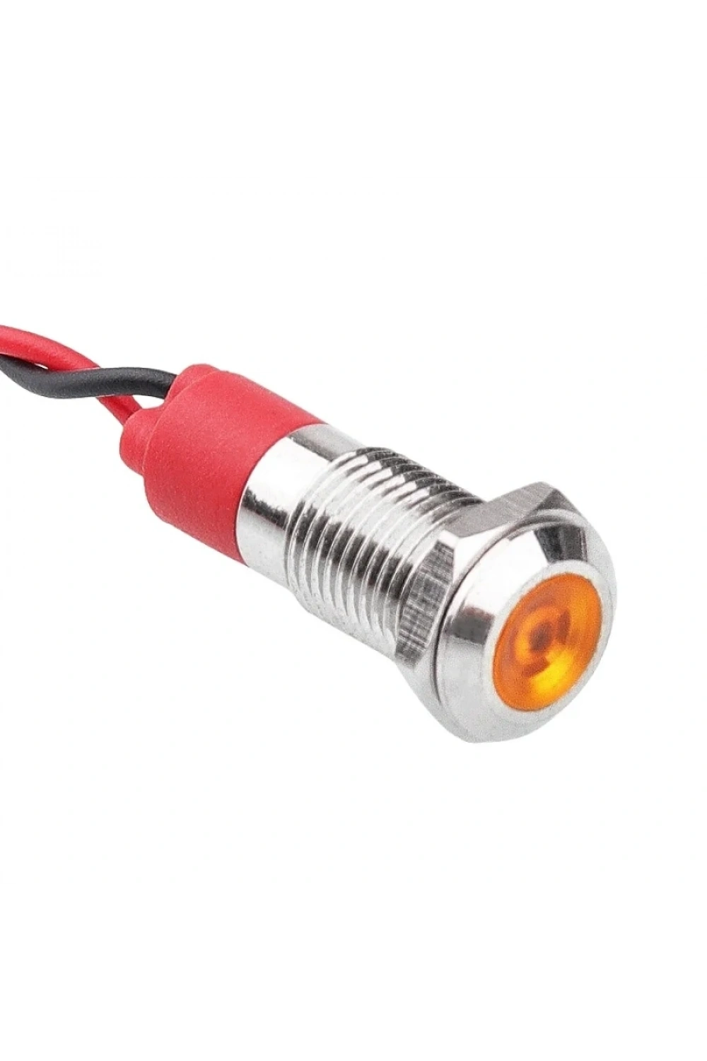 WD08L-P2 8mm 12-24V Kablolu Metal Sinyal Lambası - Sarı