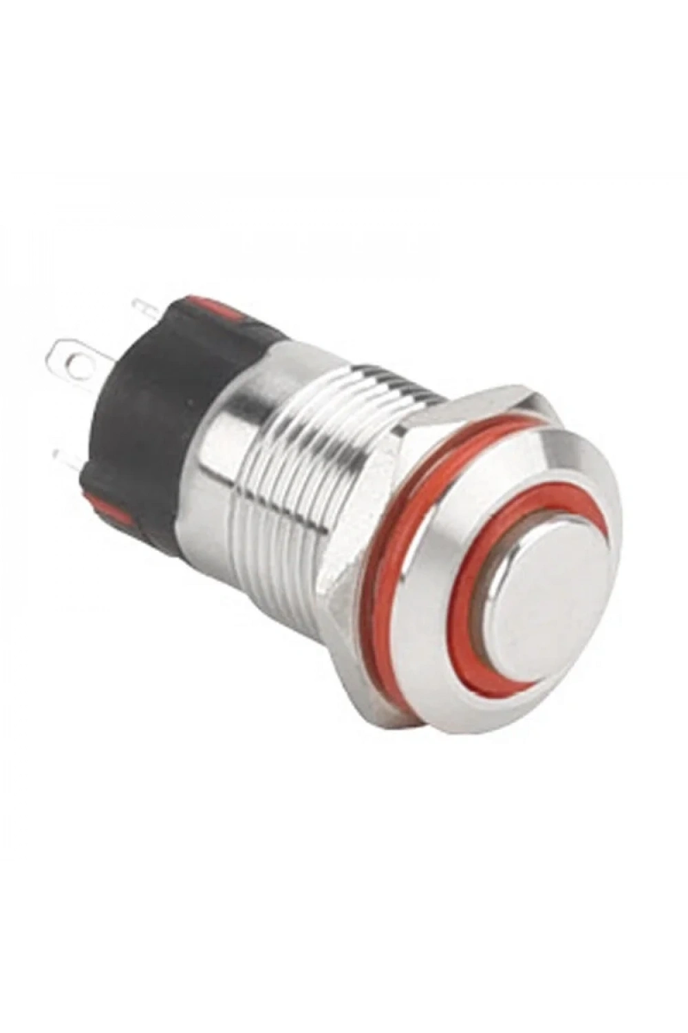 WD12A-G1-E 12mm Çıkık Yaylı Işıklı Metal Buton - Kırmızı