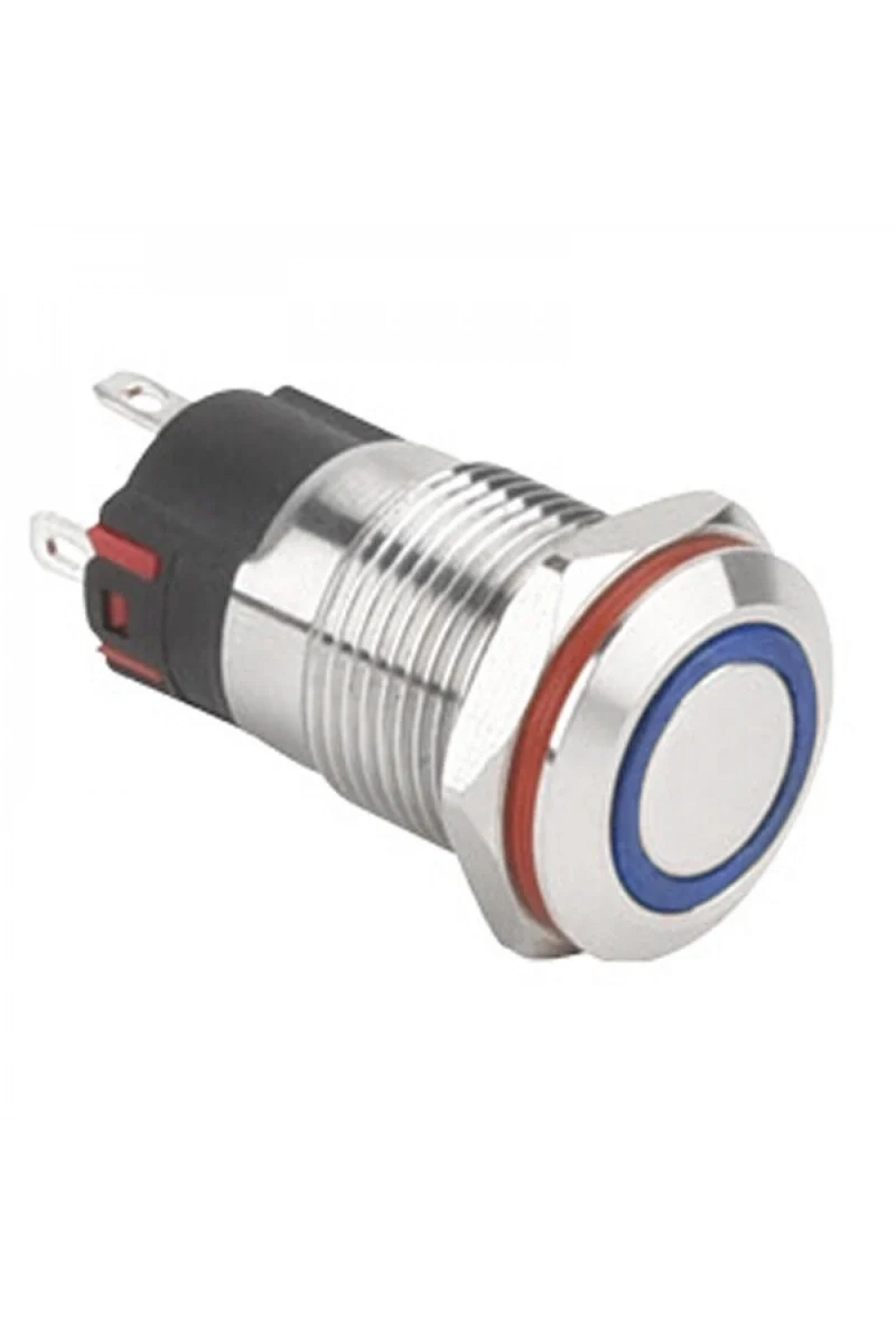 WD12A-P1Z-E 12mm Düz Anahtarlı Işıklı Metal Buton - Mavi