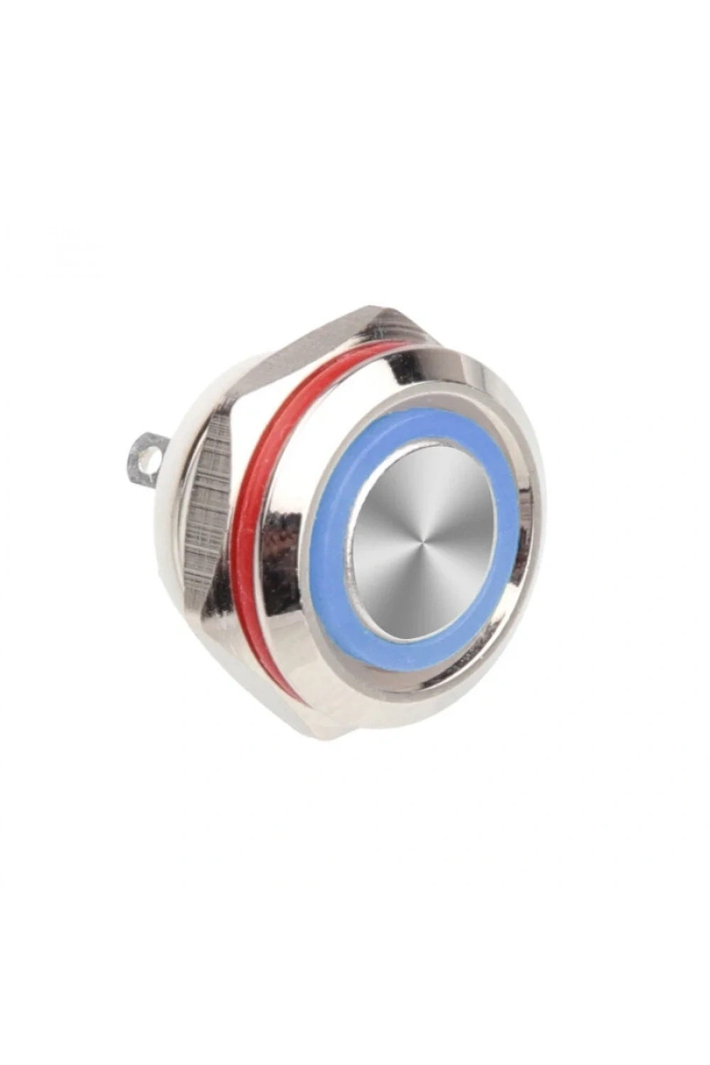 WD12C1-Pin-P1-E 12mm Düz Yaylı Işıklı Metal Buton - Mavi