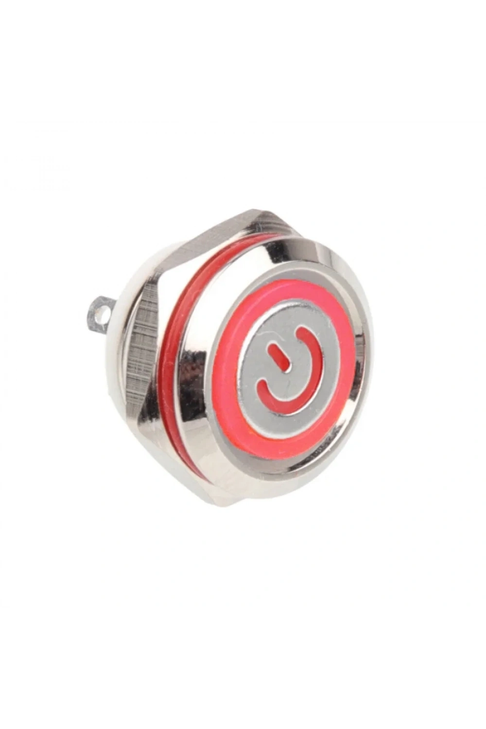 WD12C1-Pin-P1-EC 12mm Düz Yaylı Işıklı Metal Buton - Kırmızı