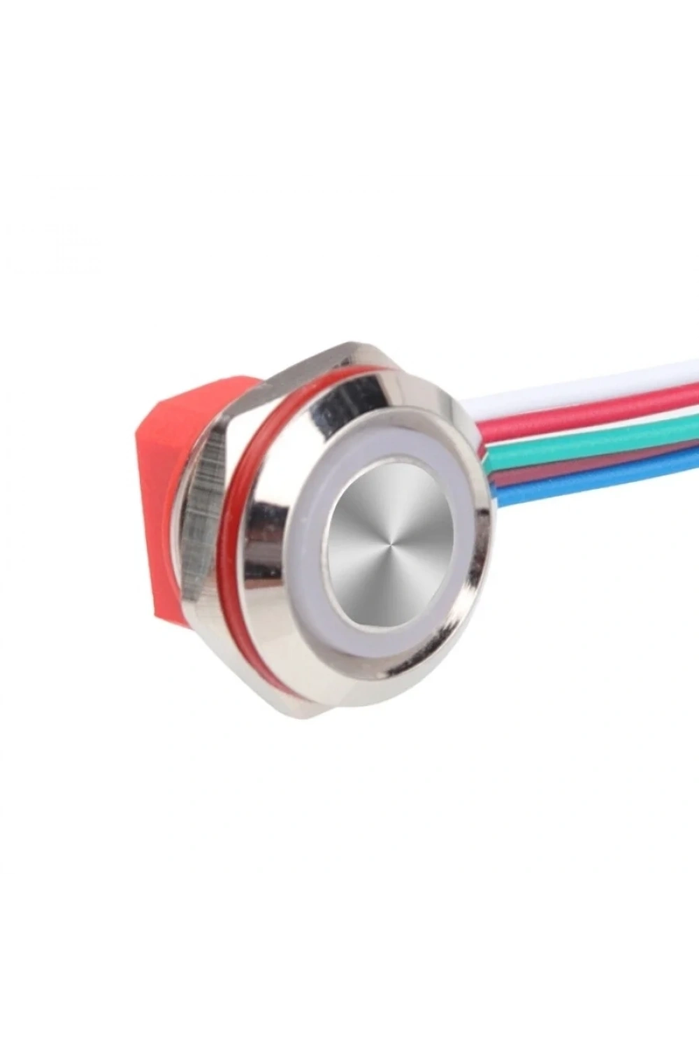 WD12C1-Wired-P1-E 12mm Düz Yaylı RGB Işıklı Metal Buton - Kablolu
