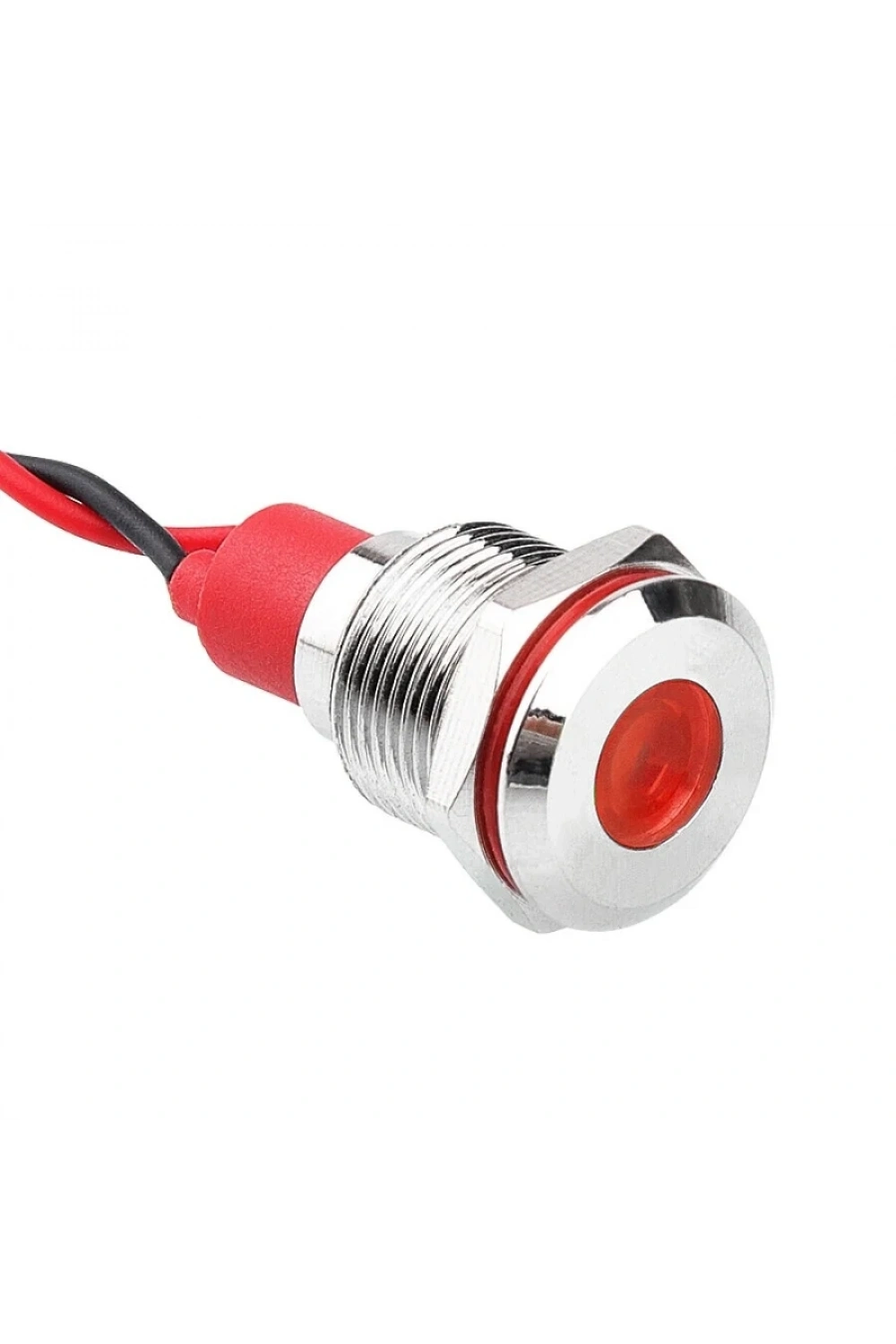 WD12L-P2 12mm 12-24V Kablolu Metal Sinyal Lambası - Kırmızı