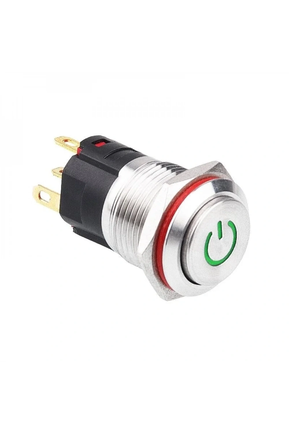 WD16A-G1Z-C 16mm Çıkık Anahtarlı Işıklı Power Metal Buton - Yeşil