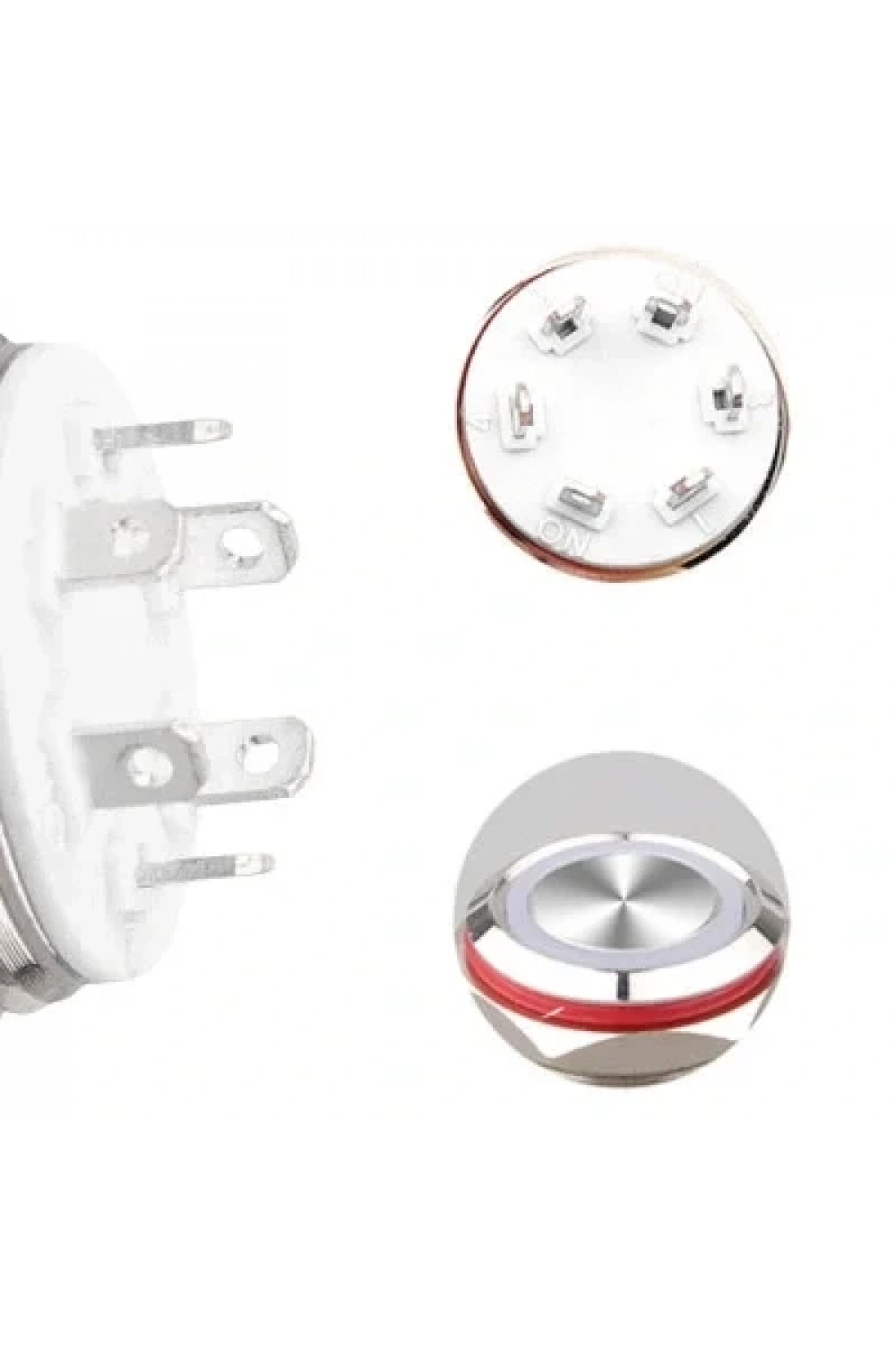 WD16C1-Pin-P1-E 16mm Düz Yaylı Işıklı Metal Buton - Kırmızı
