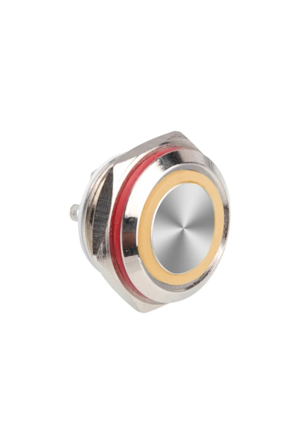 WD16C1-Pin-P1-E 16mm Düz Yaylı Işıklı Metal Buton - Sarı